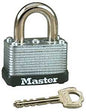 Master Lock 22D Padlock, Keyed Different Key, 1/4 in Dia Shackle, 5/8 in H Shackle, Steel Shackle, Steel Body, Laminated