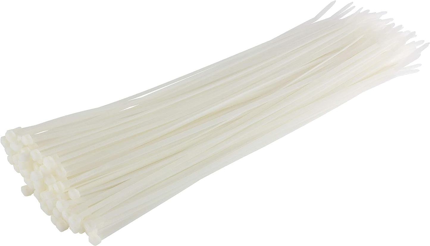 100PK Cable Ties 8in White