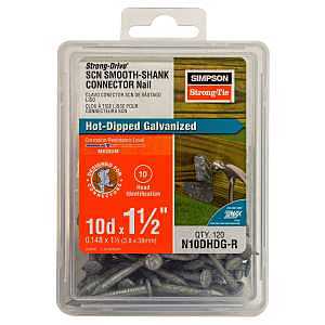 Simpson Strong-Tie SCN Series N10DHDG-R Connector Nail, 1 lb Package, 10D Penny, 1-1/2 in L, Full Round Head, 9 ga