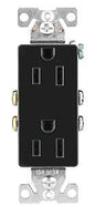 Eaton Wiring Devices 1107BK-C Duplex Decora Receptacle Plug, Nylon, Black, 2-Pole, 15 A, 125 V, Back, Side Wiring