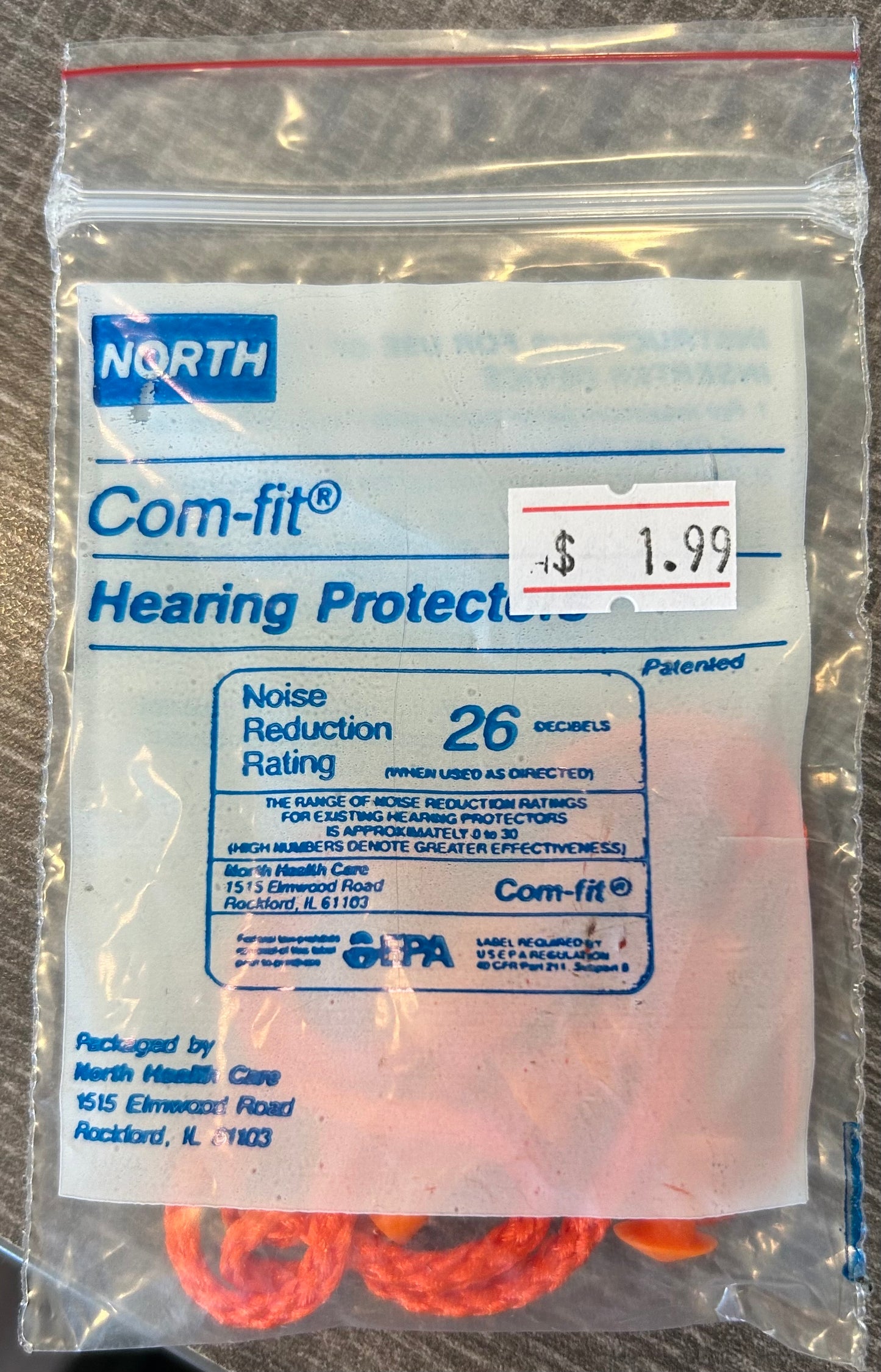 North Com-Fit Reusable Orange Medium Corded Ear Plugs 1 Pair