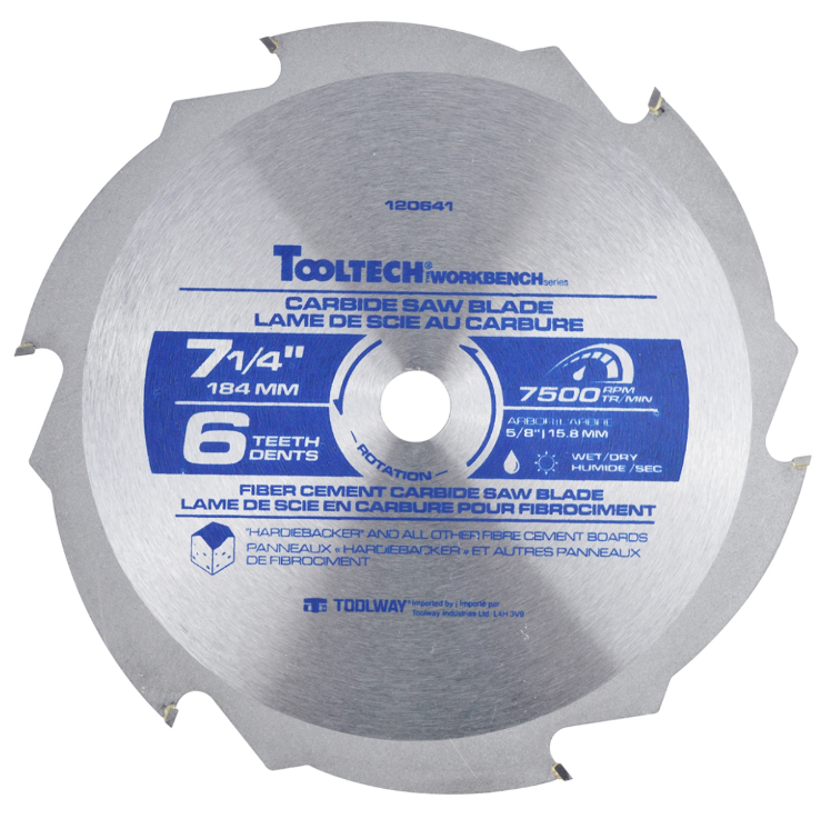 Toolway Saw Blade Fiber Cement 7 1/4" 6T Carbide Tipped