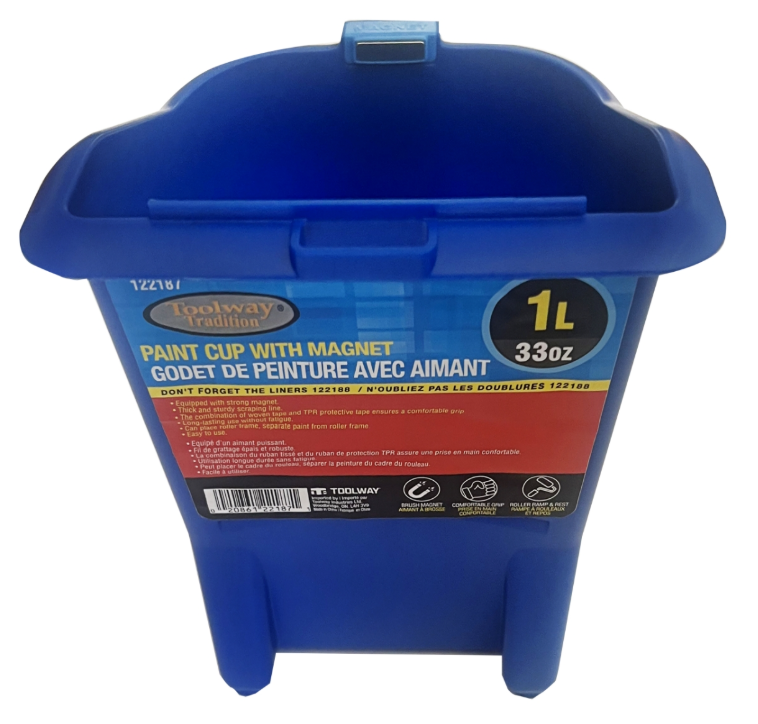 Toolway Plastic Paint Cup with Magnet 1L