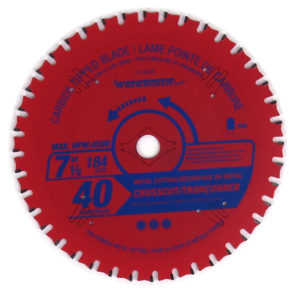 Toolway WorkBench Carbide Tipped Saw Blade, Metal/Alum  7 1/4 40T