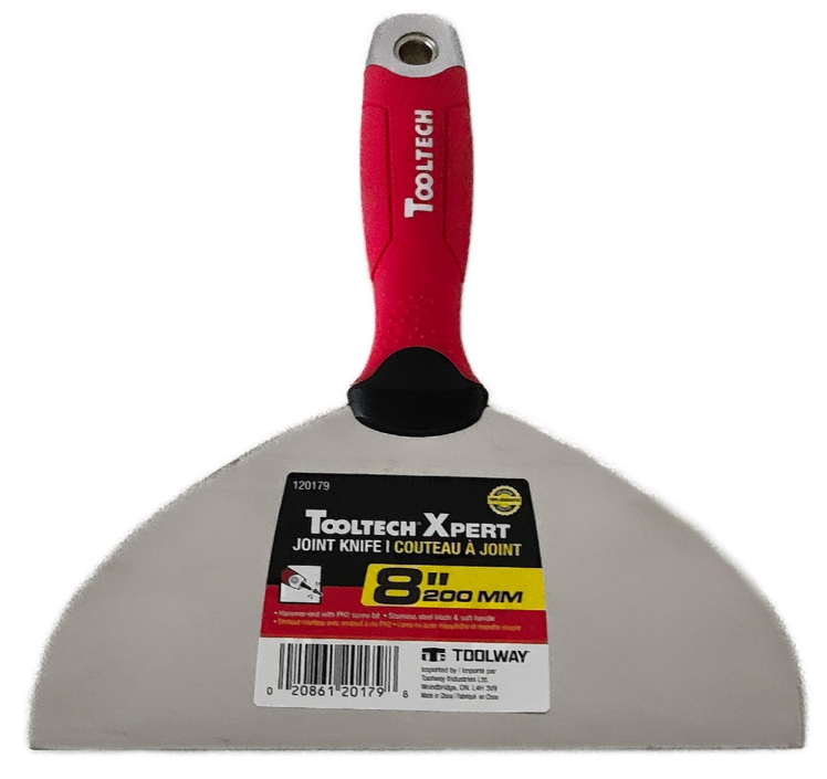 Toolway ToolTech Xpert Putty Knife With Hammer End Bit 8in (200mm) SS Blade Soft Handle