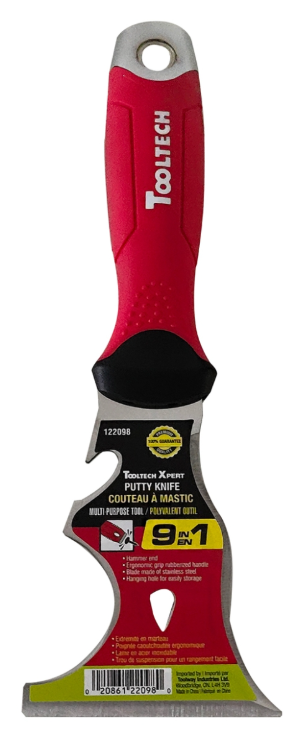 Toolway ToolTech Xpert 9-In-1 Multi-Purpose Putty Knife 3in (75mm) SS Blade Soft Handle