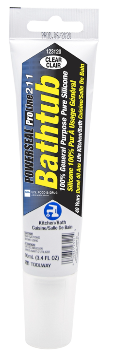 Toolway Silicone Powerseal 211 Tub & Tile Clear 90ml