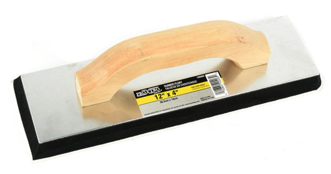 Toolway Float Rubber Grout Standard Size 12" x 4", Wooden Handle