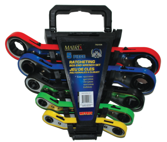 5PC Ratcheting Box End Wrench Set - Metric