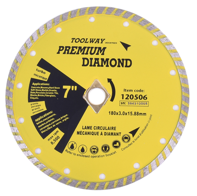 Toolway Diamond Saw Blade 7" Sintered Turbo (For Stone)