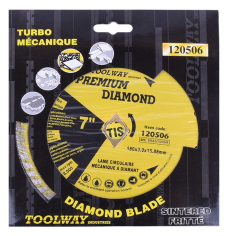 Toolway Diamond Saw Blade 7" Sintered Turbo (For Stone)