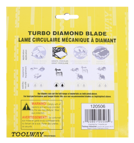Toolway Diamond Saw Blade 7" Sintered Turbo (For Stone)