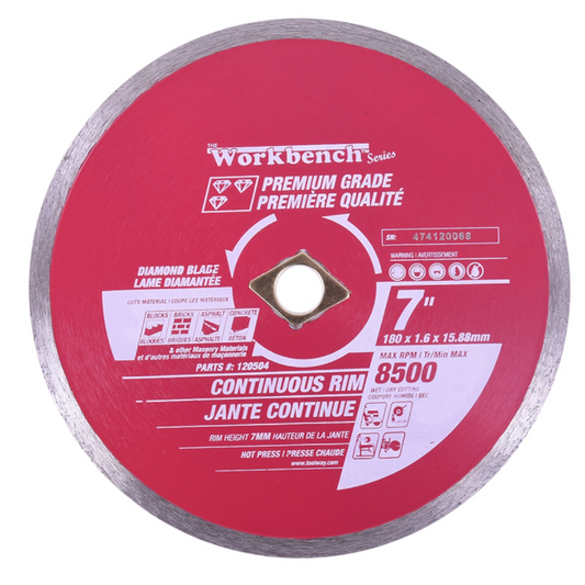 Toolway Diamond Saw Blade 7" Hot Pressed Continuous Rim