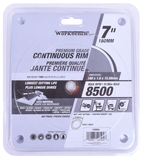 Toolway Diamond Saw Blade 7" Hot Pressed Continuous Rim