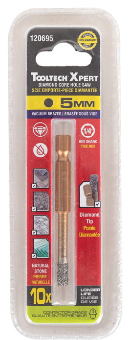 Toolway Diamond Core Hole Saw Bit 3/16" (5mm) Hex Shank