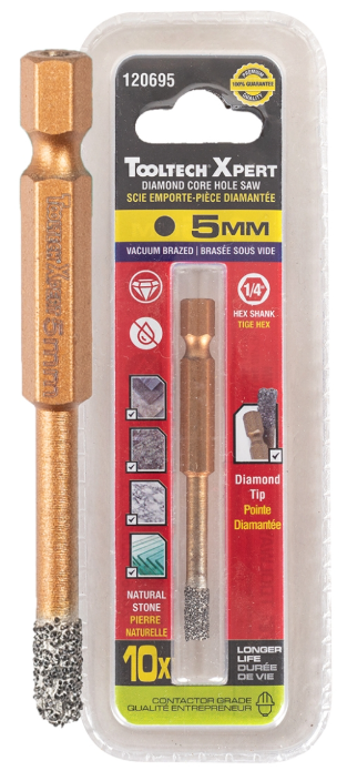 Toolway Diamond Core Hole Saw Bit 3/16" (5mm) Hex Shank