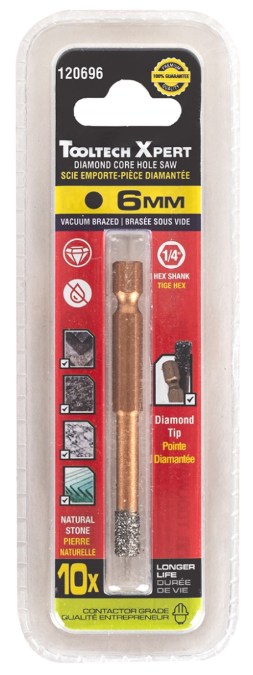 Toolway Diamond Core Hole Saw Bit 1/4" (6mm) Hex Shank