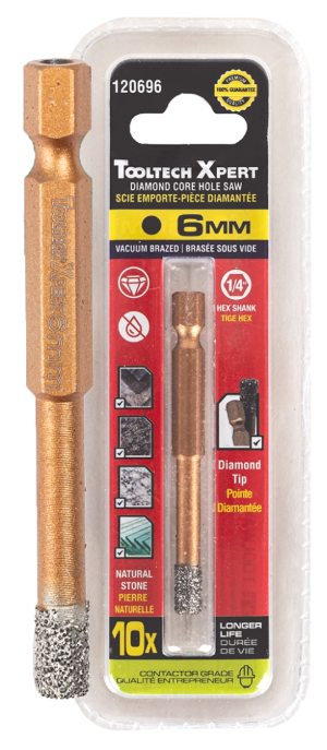 Toolway Diamond Core Hole Saw Bit 1/4" (6mm) Hex Shank