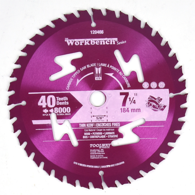Toolway Blade 7 1/4" 40T Thin Kerf Carbide Tipped