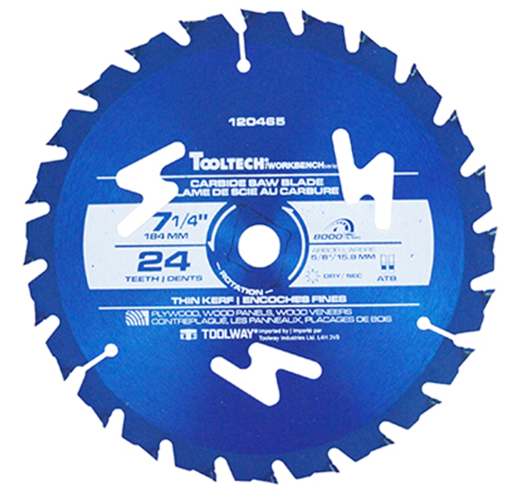 Toolway Blade 7 1/4" 24T Thin Kerf Carbide Tipped