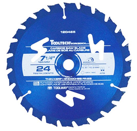 Toolway Blade 7 1/4" 24T Thin Kerf Carbide Tipped