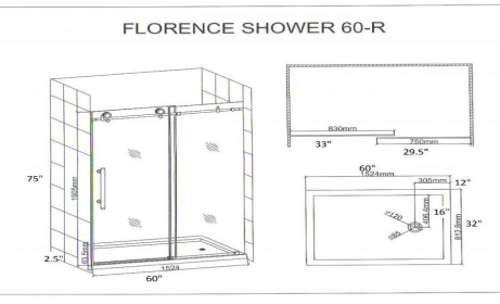 Shower King Florence 60" - Chrome Doors