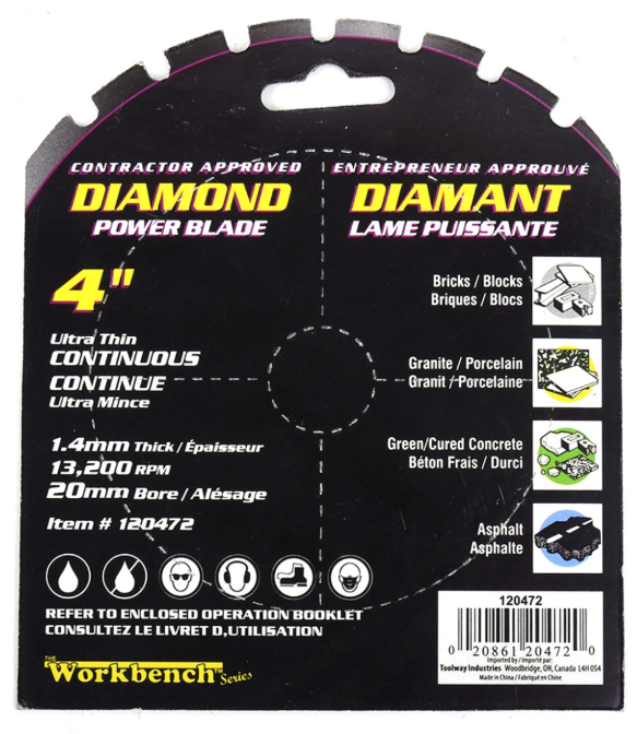 Toolway Blade 4" Thin Continuous Diamond