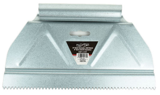 Toolway 9" Tile Trowel 5/32 x 3/16", Saw Notch