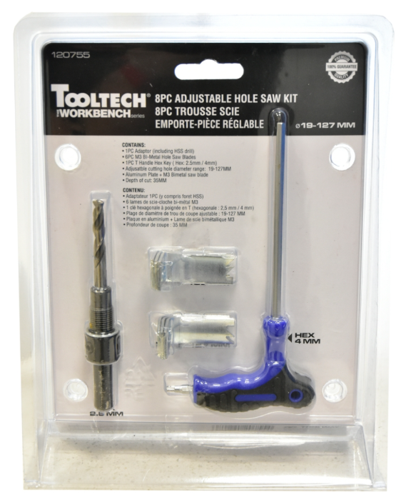 Toolway 8PC Adjustable Hole Saw Kit