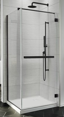 Fleurco Pura 36" Cube Corner Shower BLK