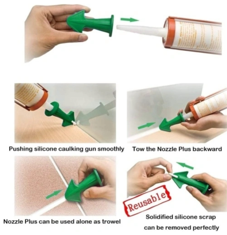 Toolway 3PC Rubber Caulk & Grout Nozzle Applicator