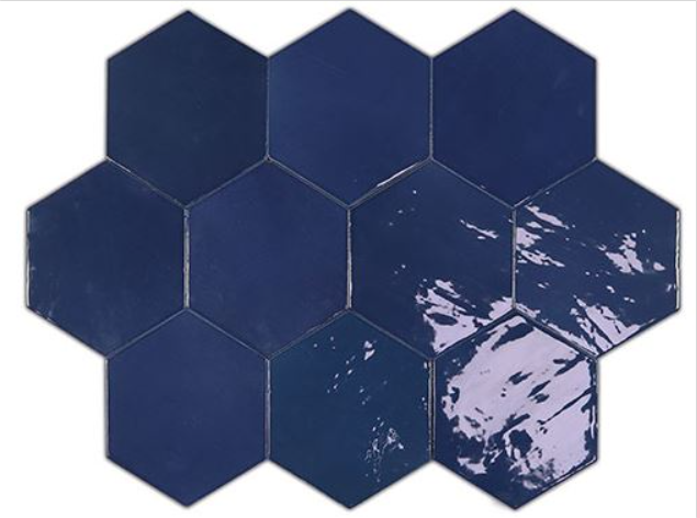 Sarana Zellige 4" x 5" Hexagon - Cobalt