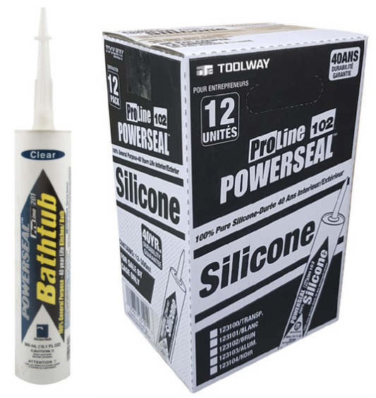 Proline Powerseal Kitchen/Bath Silicone Caulking/Sealant 300ml Clear