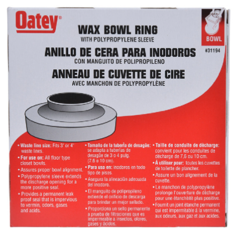 Wax Toilet Bowl Ring w/Sleeve