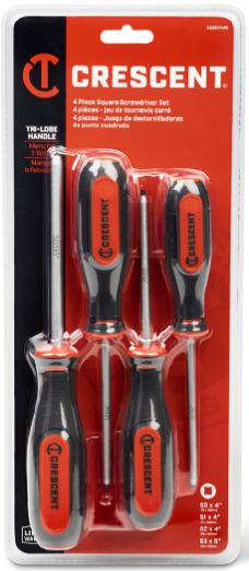 Crescent 4PC Square Dual Material Screwdriver Set