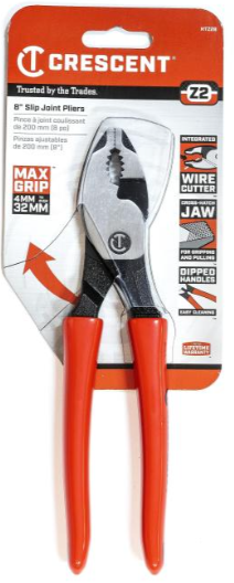 Crescent 8" Z2 Dipped Handle Slip Joint Pliers