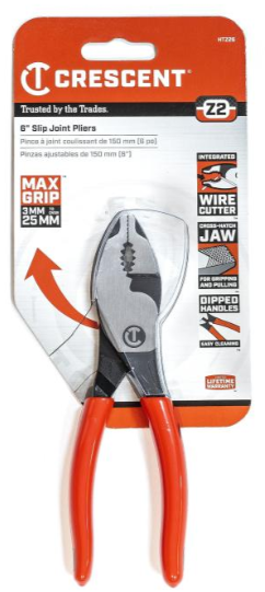 Crescent 6" Z2 Dipped Handle Slip Joint Pliers