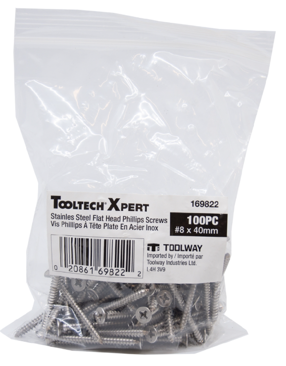 100Pk Stainless Steel Screws for XPS Foam Board #8 x40mm (1.5")