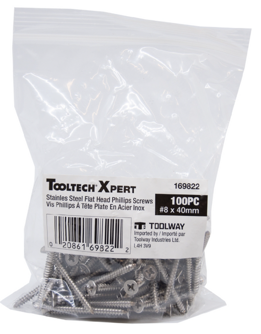 100Pk Stainless Steel Screws for XPS Foam Board #8 x40mm (1.5")