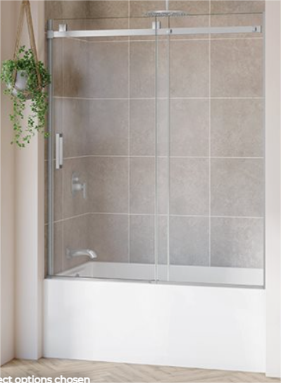 Fleurco Skyline 8mm Glass Square Hardware 60"W x 66"H Open Right Chrome