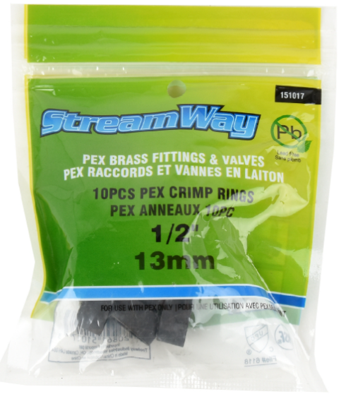 Pex Crimp Rings 1/2" 10Pk