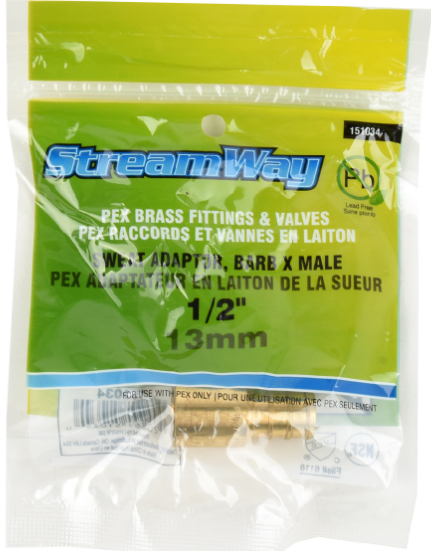 Pex Brass Sweat Adpt. 1/2" x 1/2"
