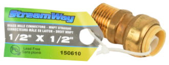 MNPT Straight Push Coupling 1/2" x 1/2"