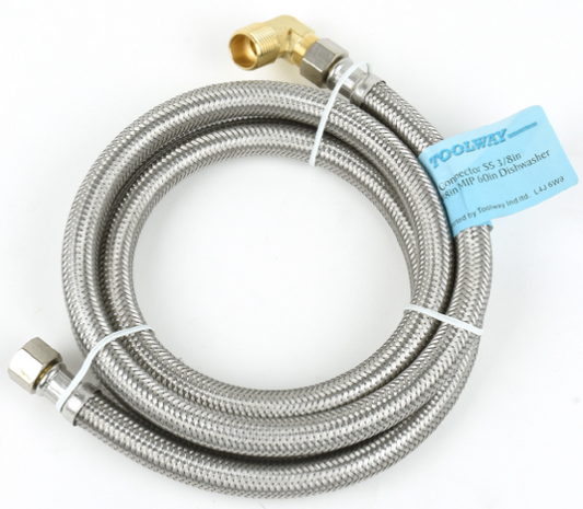 Flex Hose SS 3/8" comp x 3/8" MIP - 60" Dishwasher