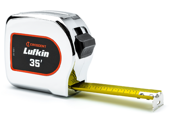 Crescent Lufkin 1-1/8in x 35' Chrome Case Yellow Clad Tape Measure