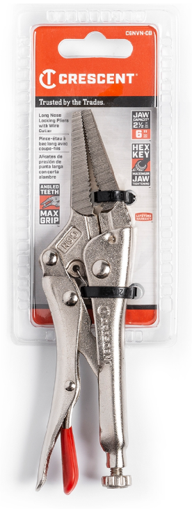 Crescent Long Nose Locking Pliers With Wire Cutter 9in