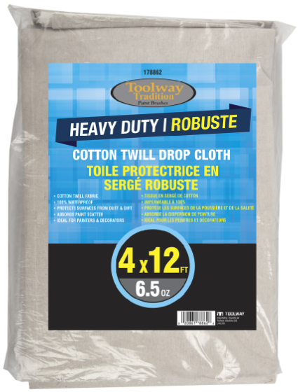 Heavy Duty Cotton Twill Drop Cloth 6.5oz 4ft x 12ft