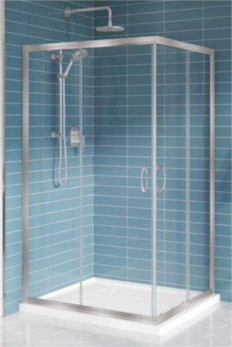 Fleurco Capri Square 33.5 x 34 x 72 Brushed Nickel/Clear Glass