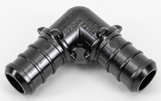 Pex Poly Elbow 90 Deg 1/2" Barb to Barb Black