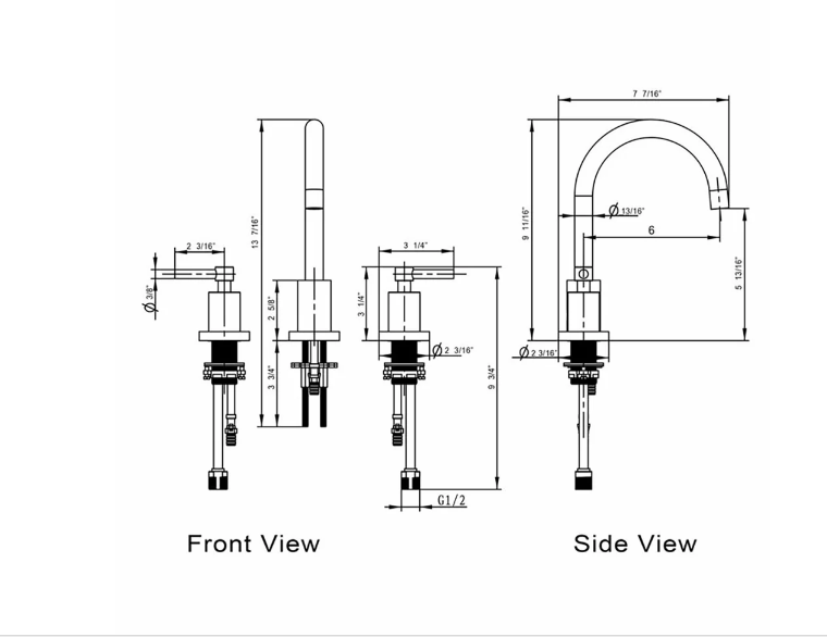 Kodaen Sleek Three Hole Vanity Faucet F13104BG
